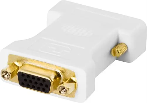 DELTACO DVI-sovitin, analoginen DVI - analoginen VGA, u-n, valkoinen