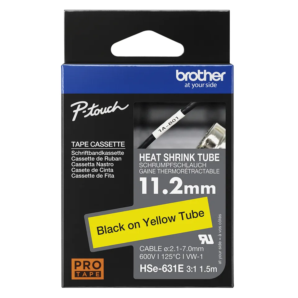 BROTHER B-ON-W HEAT SHRINK TUBE 11.2MM YELLOW