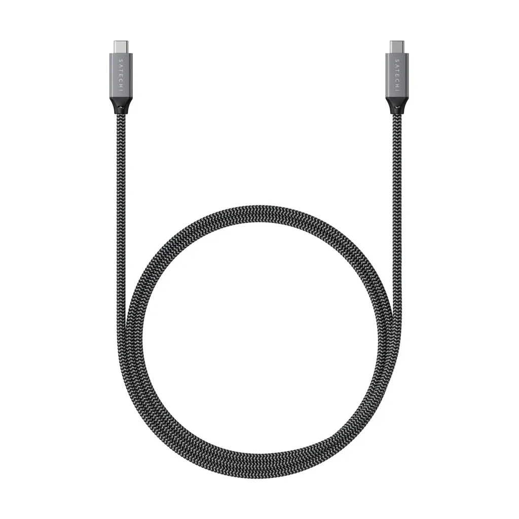 Satechi USB4 USB-C - USB-C 100W - kabel, Silver/Svart, 0.8m