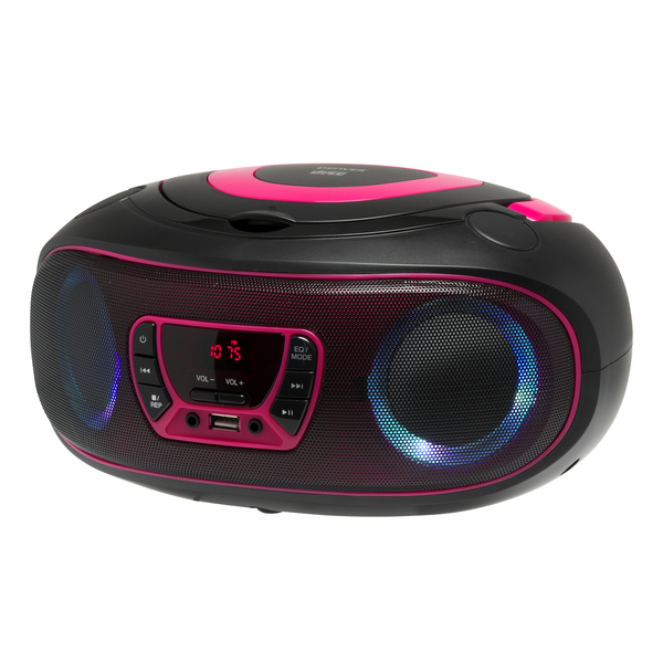 Boombox FM-Radio CD USB Bluetooth TCL-212BTP Svart/Rosa