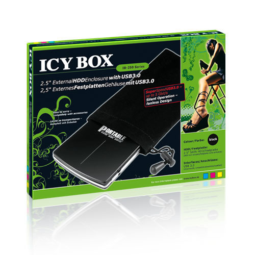 ICY BOX,ulkoinen kotelo, 2,5&quot; SATA till USB 3.0, musta