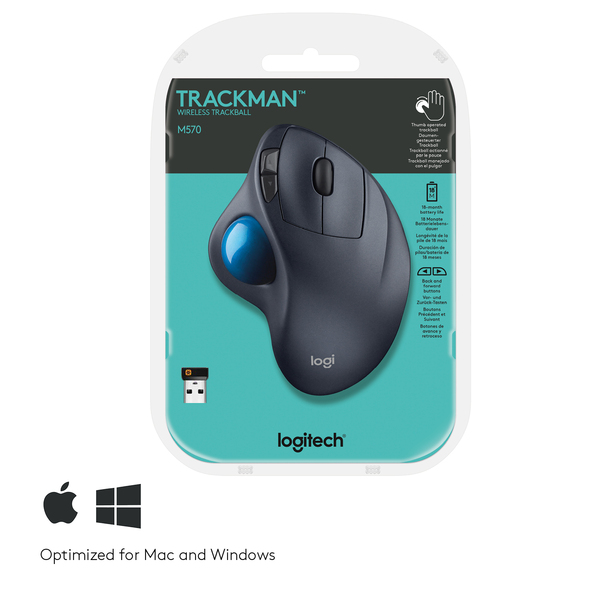 Logitech Trackball M570 -langaton hiiri, Musta