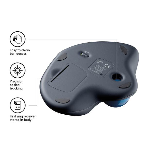 Logitech Trackball M570 -langaton hiiri, Musta
