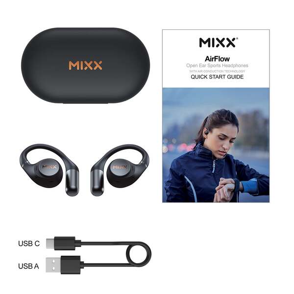 Mixx AirFlow SBSP-OP-BK-501 tr&aring;dl&ouml;sa in-ear h&ouml;rlurar, svart