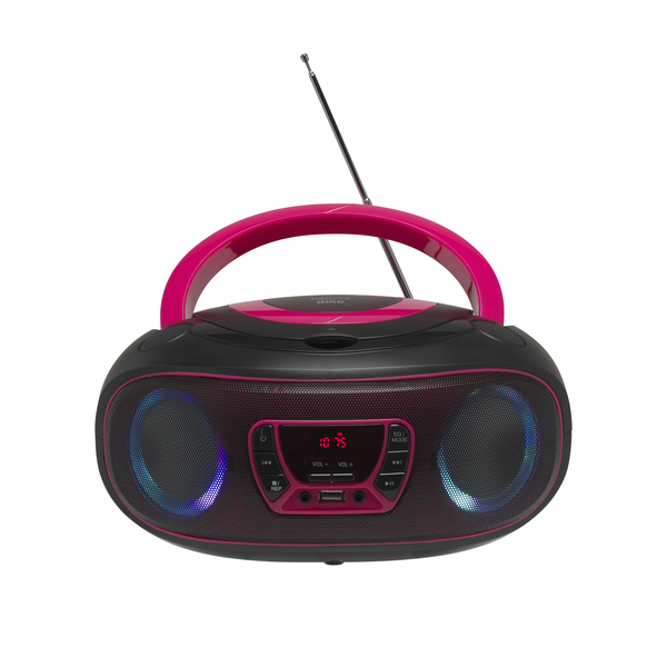 Boombox FM-Radio CD USB Bluetooth TCL-212BTP Svart/Rosa