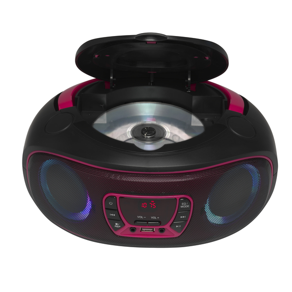 Boombox FM-Radio CD USB Bluetooth TCL-212BTP Svart/Rosa