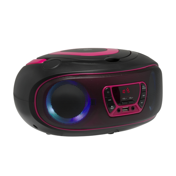 Boombox FM-Radio CD USB Bluetooth TCL-212BTP Svart/Rosa