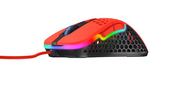 XTRFY M4 RGB tr&aring;dbunden gamingmus, kripparrian red