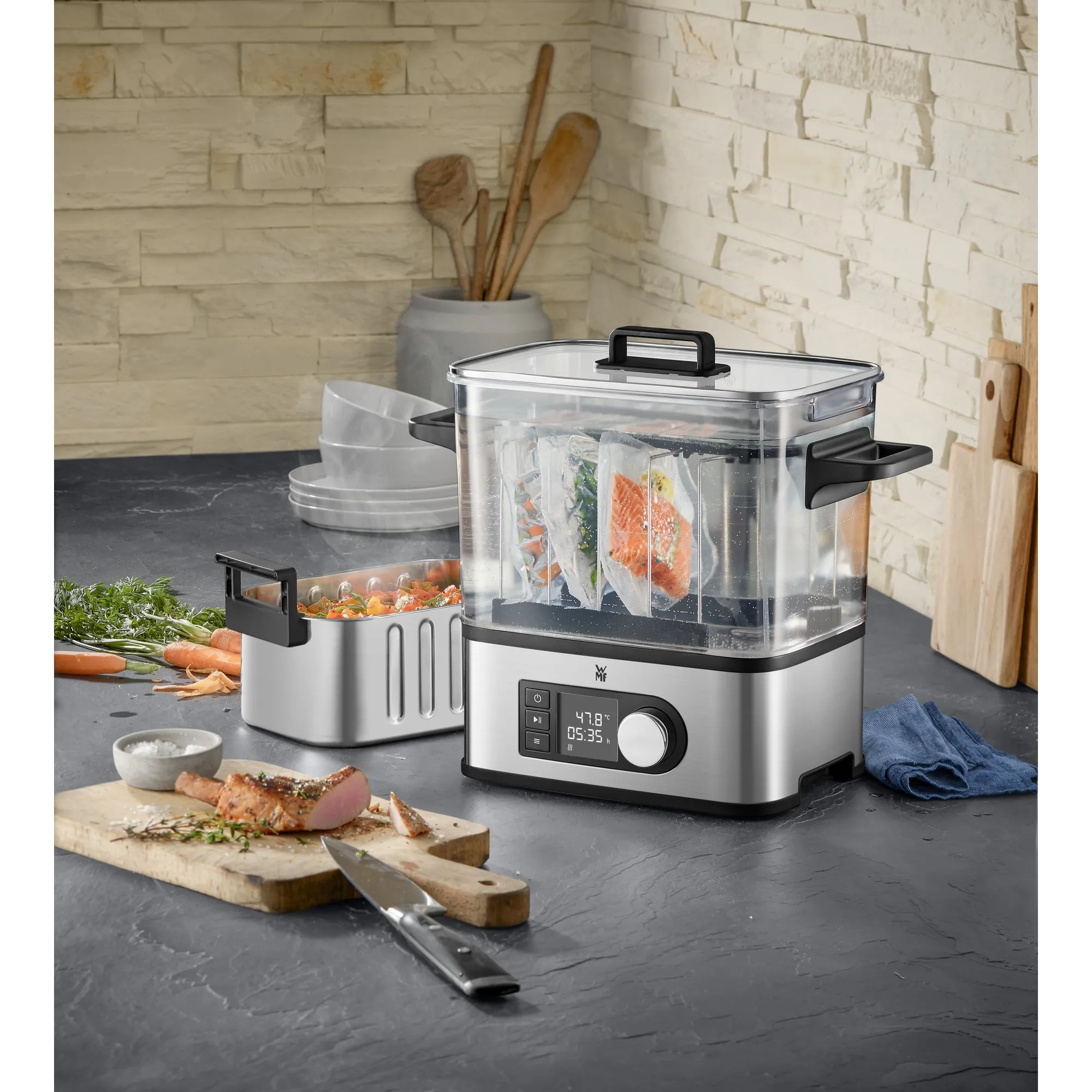 WMF Lono Sous Vide Cooker Pro Sous Vide Water Oven and Slow Cooker, 1500 Watt, 6 Litre, Stainless steel