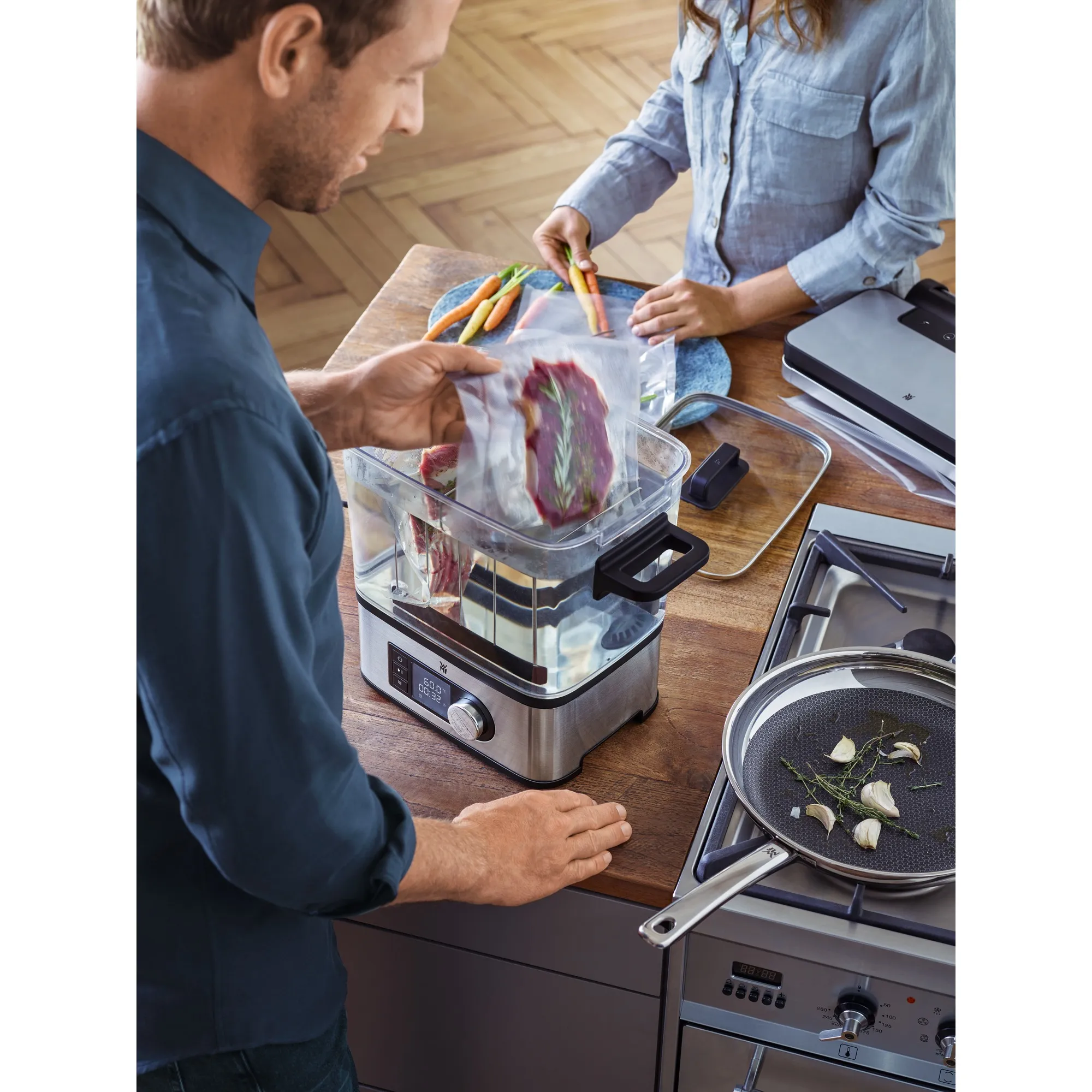 WMF Lono Sous Vide Cooker Pro Sous Vide Water Oven and Slow Cooker, 1500 Watt, 6 Litre, Stainless steel