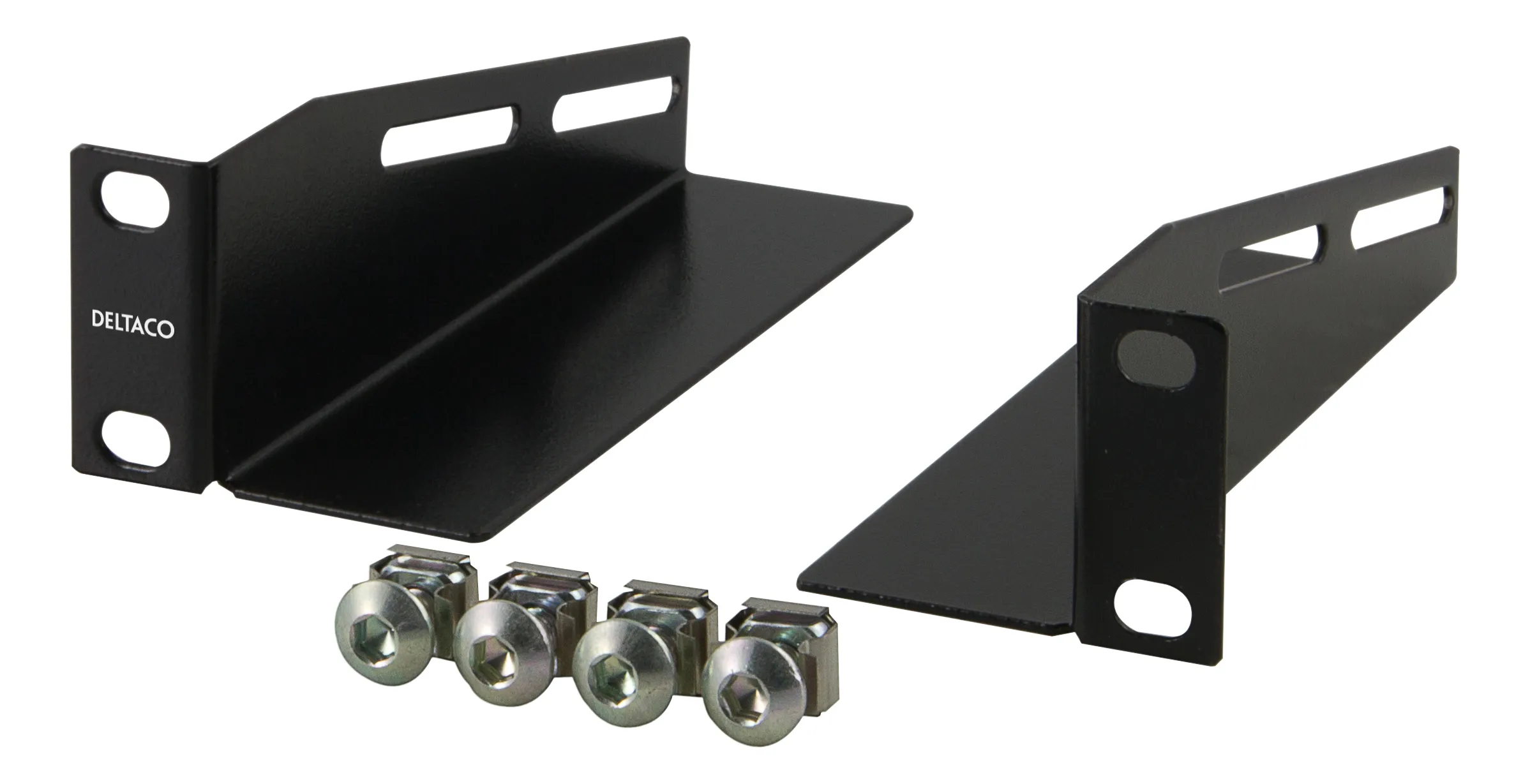 DELTACO L-st&ouml;dskenor f&ouml;r 10"-sk&aring;p, 136mm, 2-pack, svart