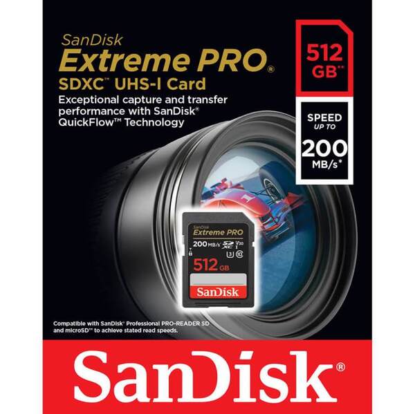 SanDisk Extreme Pro 512GB SDXC UHS-I U3 V30 card