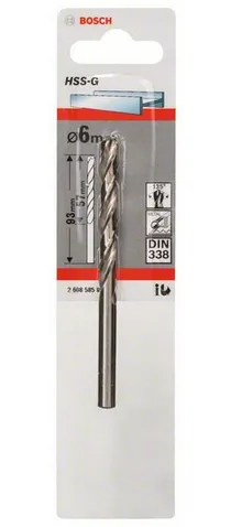 Bosch HSS-G Twist Metal Drill Bit 6 x 93 mm