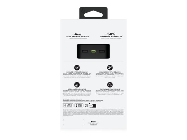 mophie powerstation 20K (2023) 20000mAh, 20W -varavirtal&auml;hde, Musta