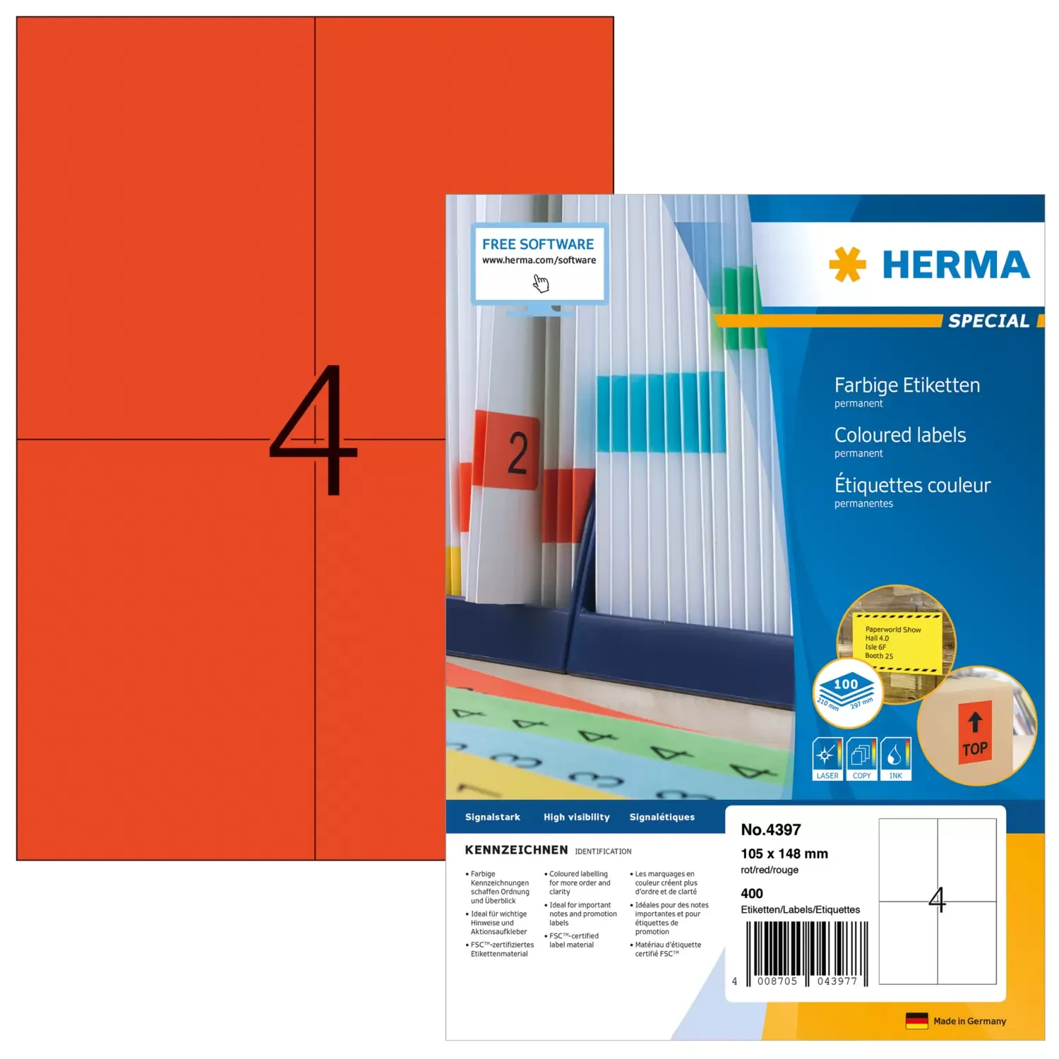 Herma label Special 105x148 red (400)