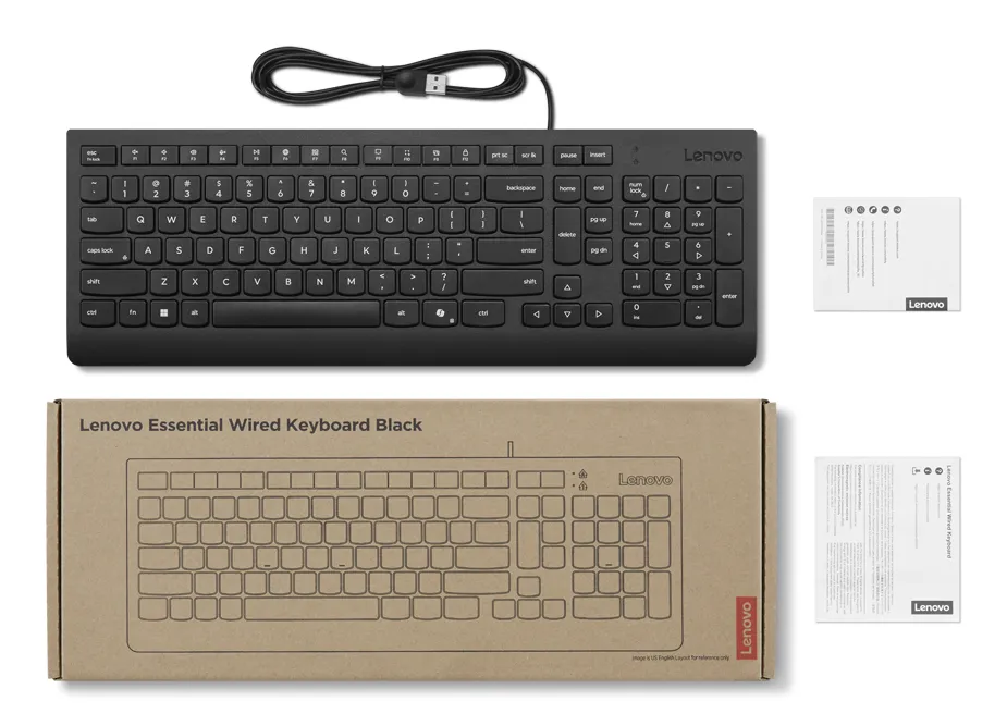 Lenovo Essential Wired Keyboard, Black
