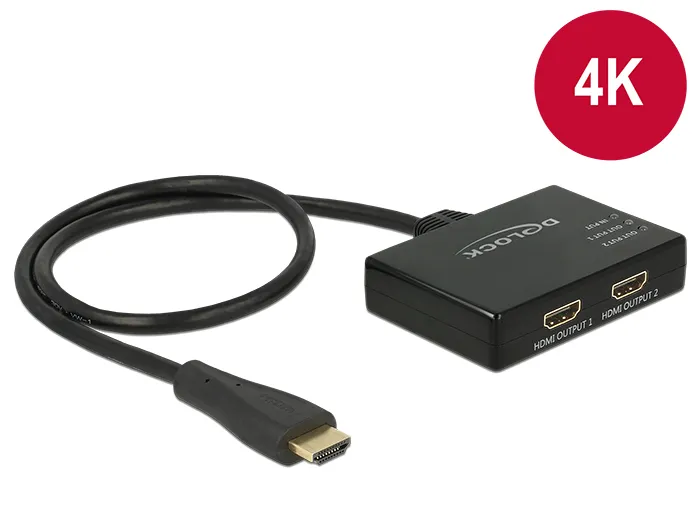 De-Lock  HDMI – 2x HDMI -adapteri, Musta
