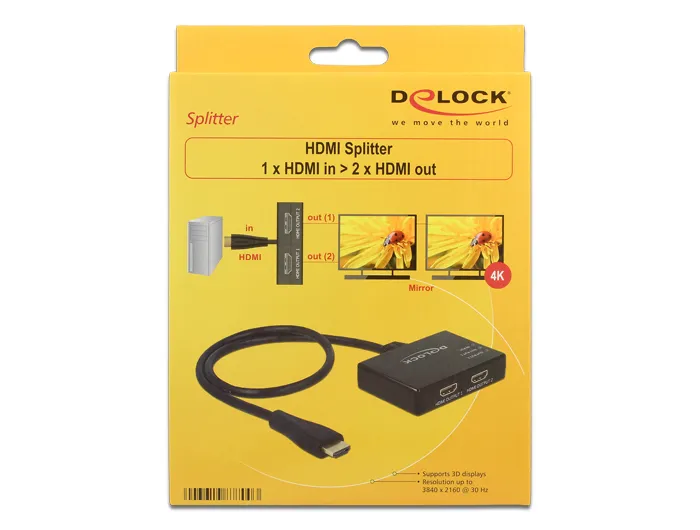 De-Lock  HDMI – 2x HDMI -adapteri, Musta