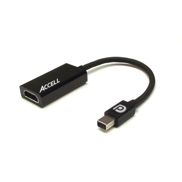 ACCELL UltraAV, MiniDP- HDMI-sovitin, 3D, 4K, 0,2m,musta
