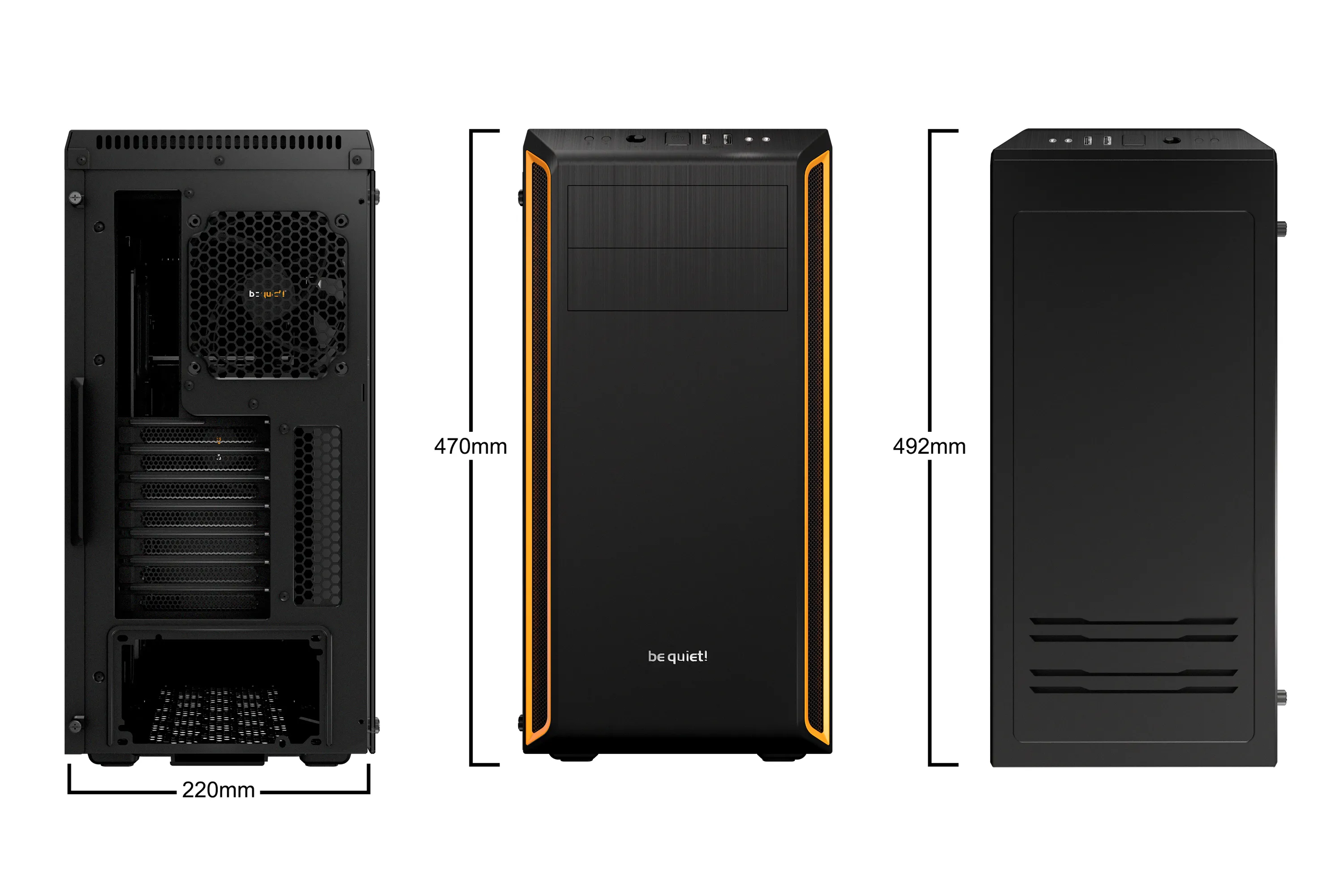 be quiet! Pure Base 600 Window - miditower chassi, f&ouml;nster, Black, Orange