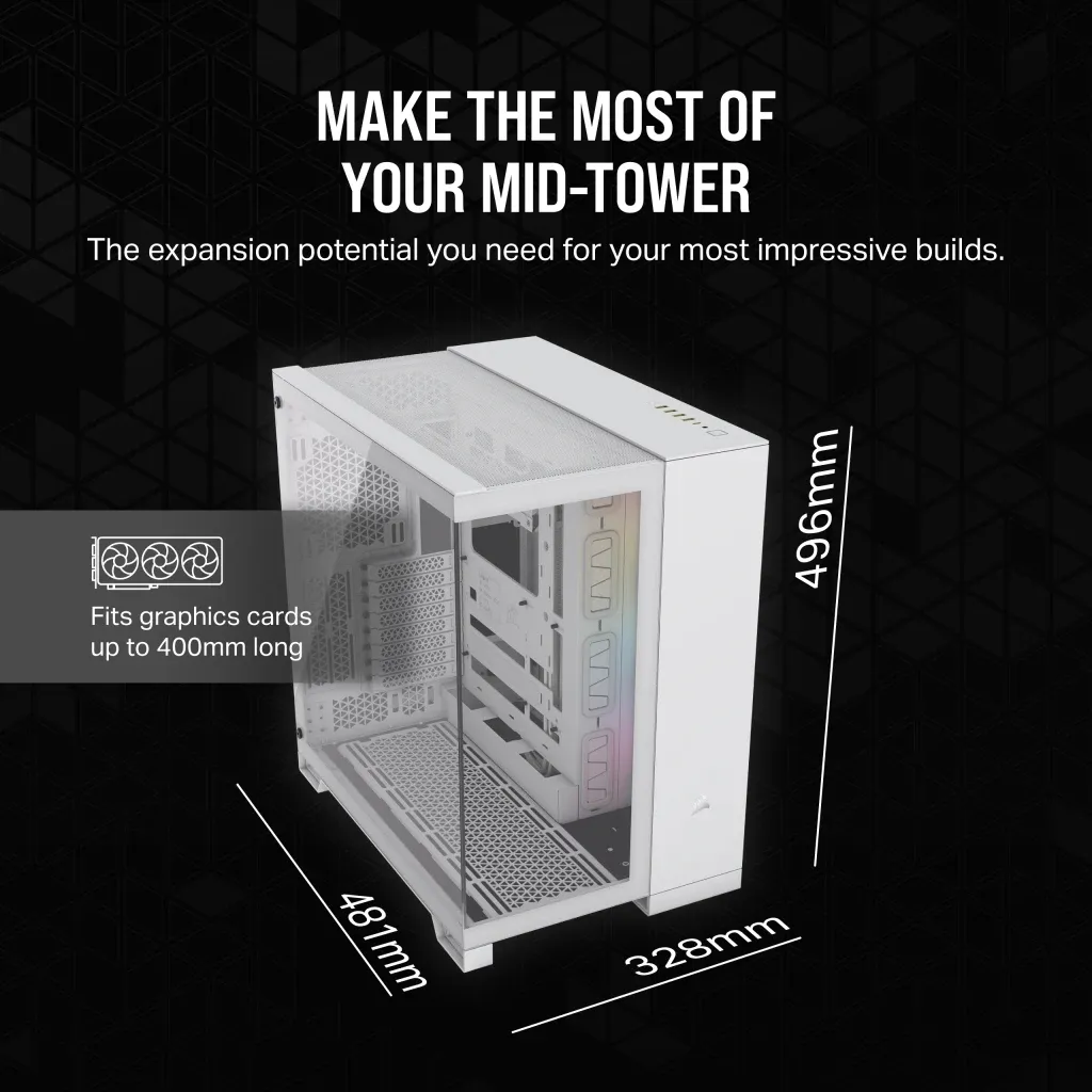 Corsair iCUE LINK 6500X RGB Tempered Glass - midi chassi, fönster, vit