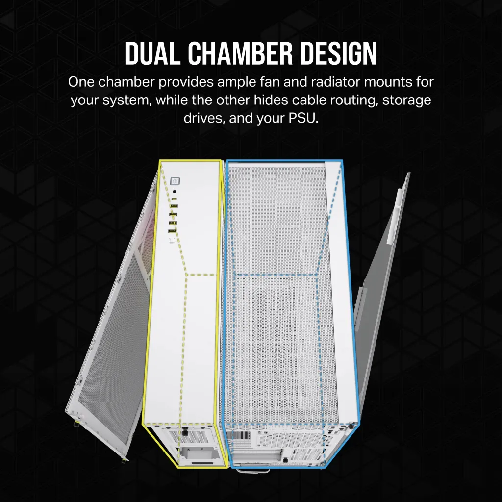 Corsair iCUE LINK 6500X RGB Tempered Glass - midi chassi, f&ouml;nster, vit