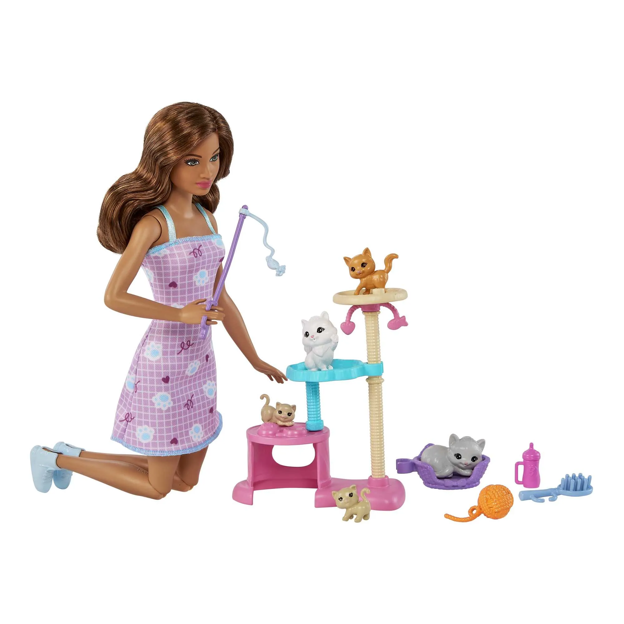 Mattel Barbie doll and kitten scratching post playset