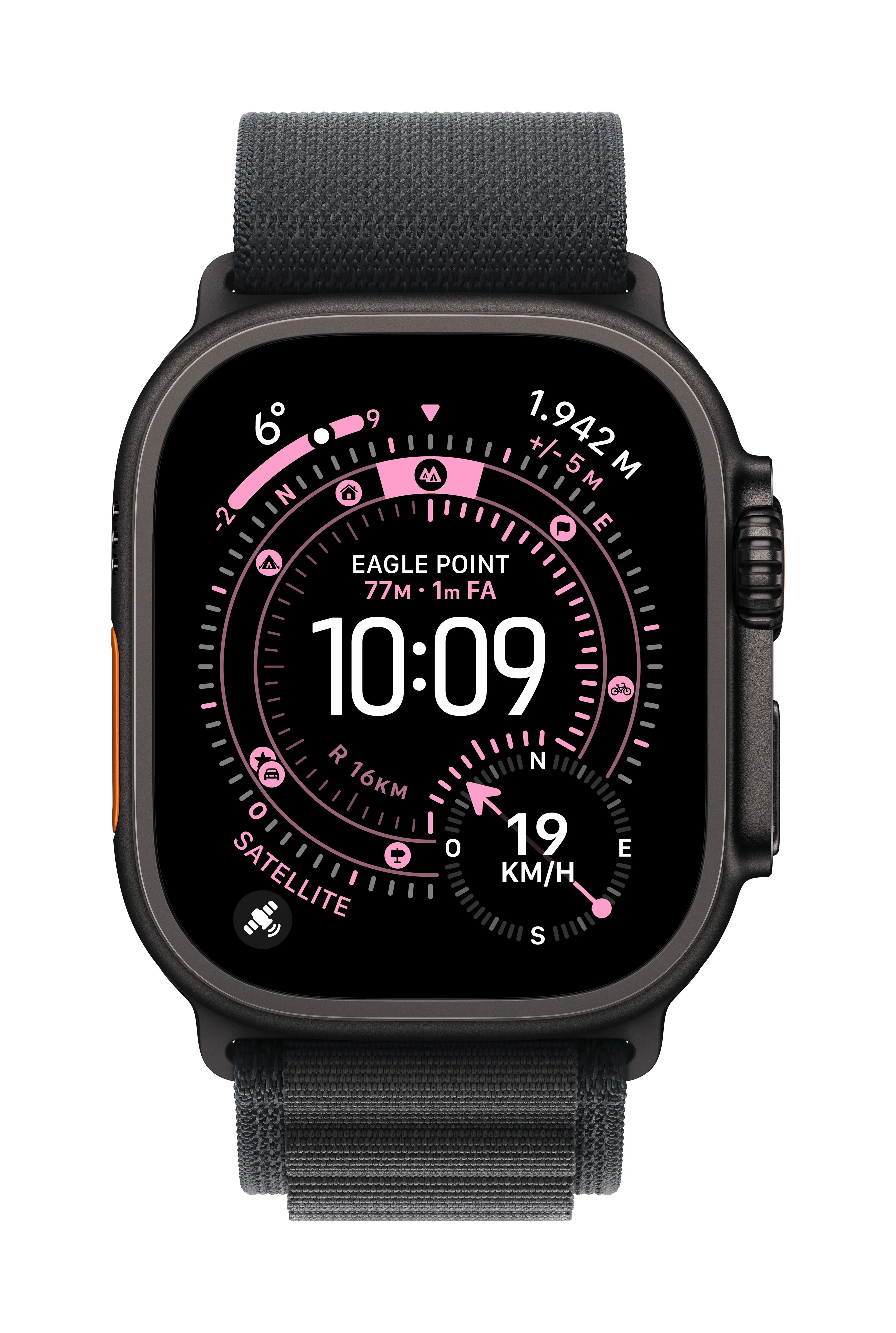 Apple Watch 49 mm Alpine Loop, Black, Small, Black Titanium Finish