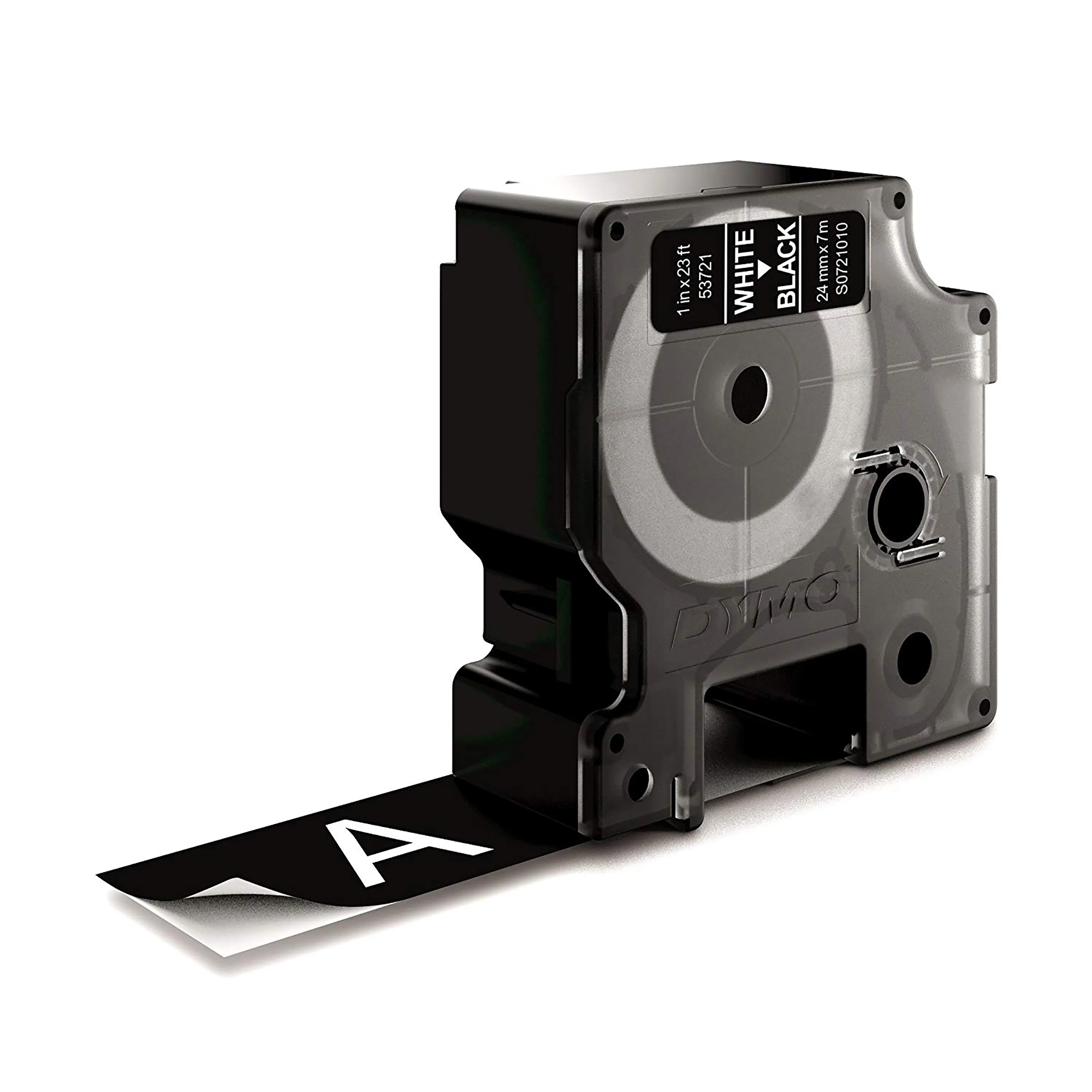 DYMO D1 m&auml;rktejp standard 24mm, vit / svart, 7m rulle