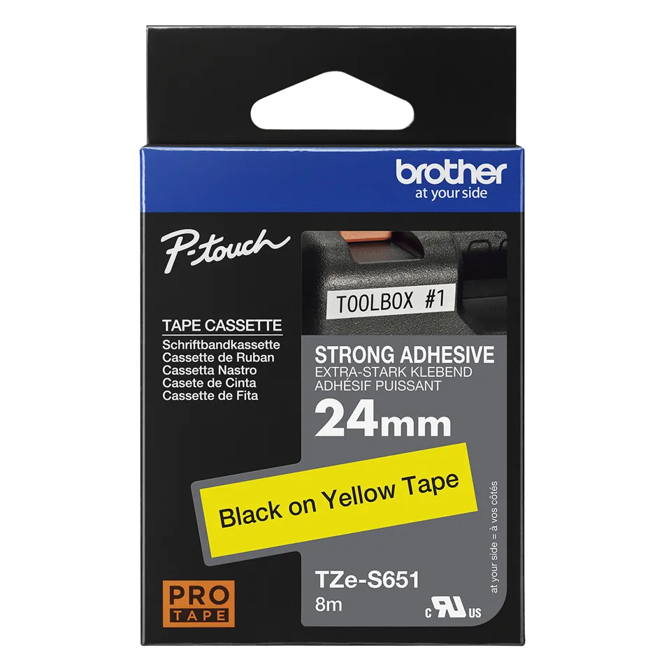 BROTHER TZES651 24 BLACK ON YELLOW STR.