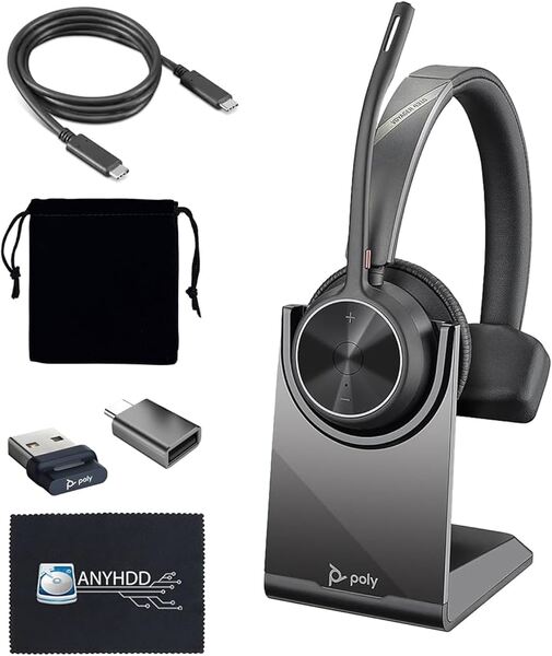 HP Poly Voyager 4310-M UC tr&aring;dl&ouml;s monoheadset + laddst&auml;llning, svart