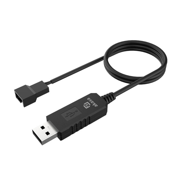 Akasa USB to 3-Pin / 4-Pin, 5V to 12V PC - fan adapter cable, 60cm