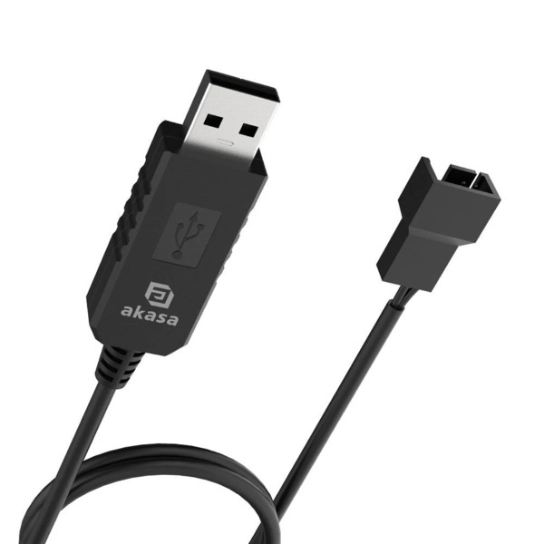 Akasa USB to 3-Pin / 4-Pin, 5V to 12V PC - fan adapter cable, 60cm