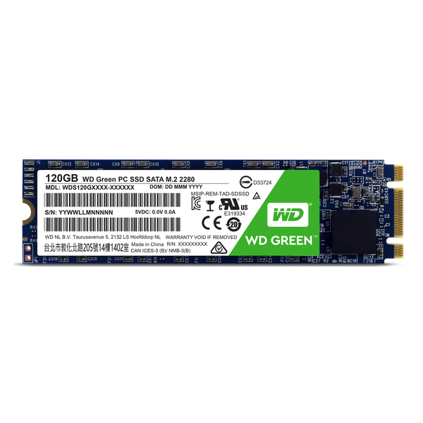 WD 120GB, R 540 MB/s W 430 MB/s -SSD-levy M.2, vihre&auml;