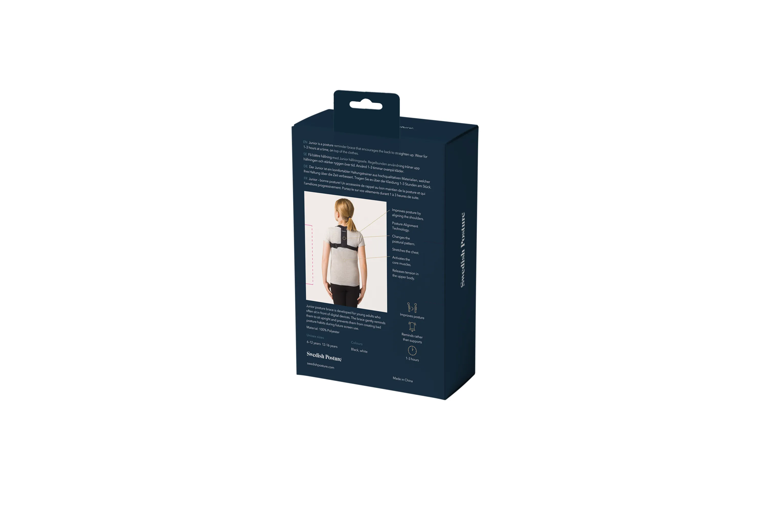 SWEDISH POSTURE Posture Brace Junior 12-16 Years White