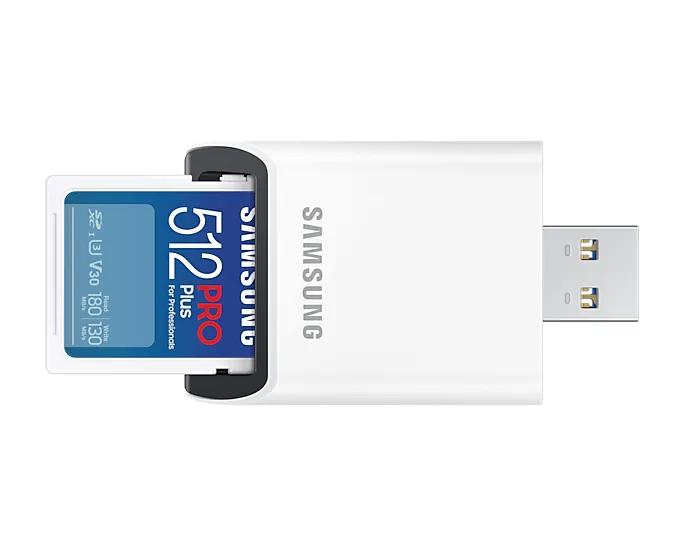 Samsung PRO Plus 512 GB SDXC UHS-I U3 V30 Class 10 A2 kort, vit