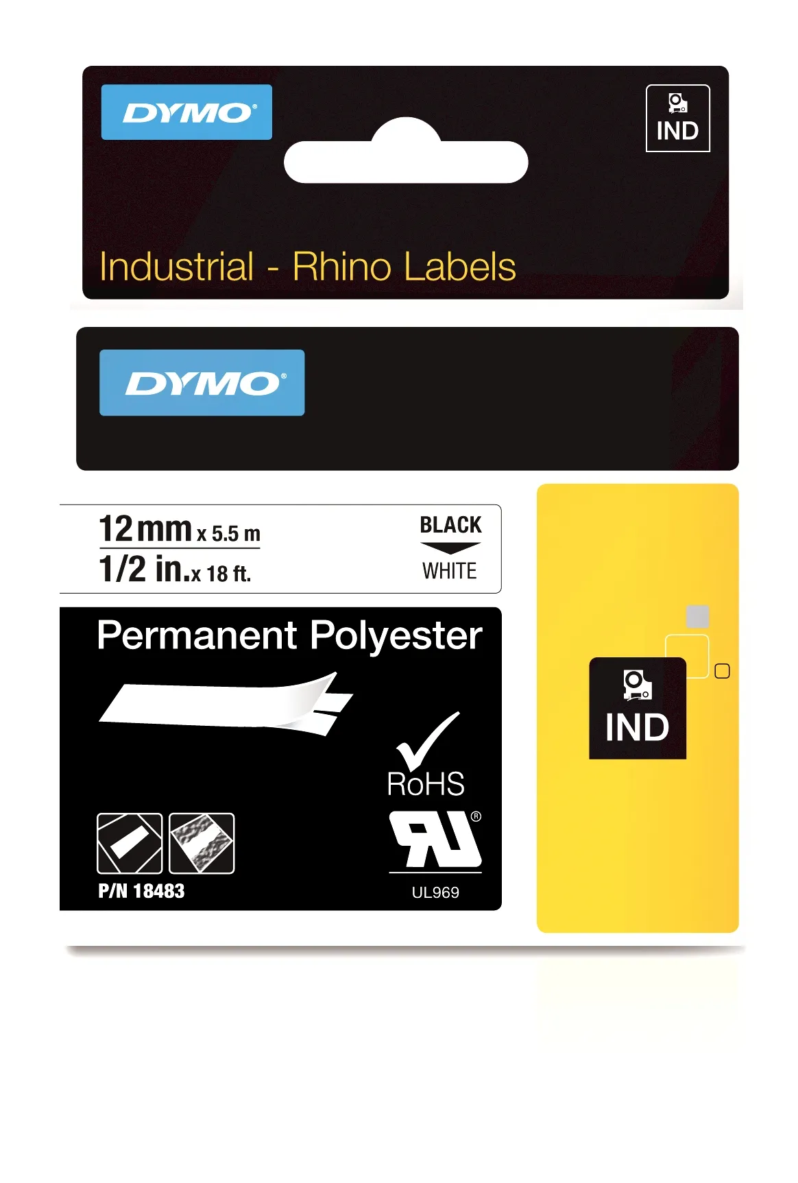 DYMO RhinoPRO m&auml;rktejp perm polyester 12mm vit