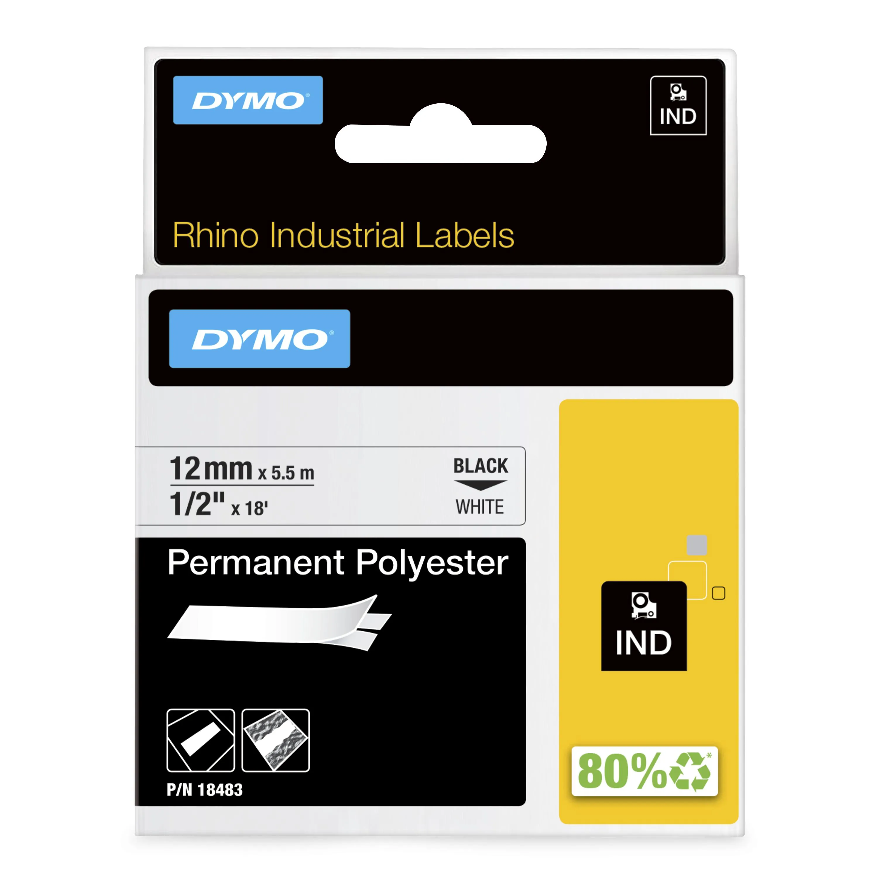 DYMO RhinoPRO m&auml;rktejp perm polyester 12mm vit
