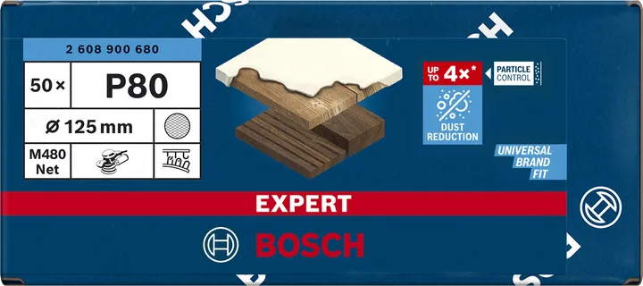 Bosch Expert M480 mesh sanding sheet O 125mm, K80 (50 pieces, for eccentric sanders)