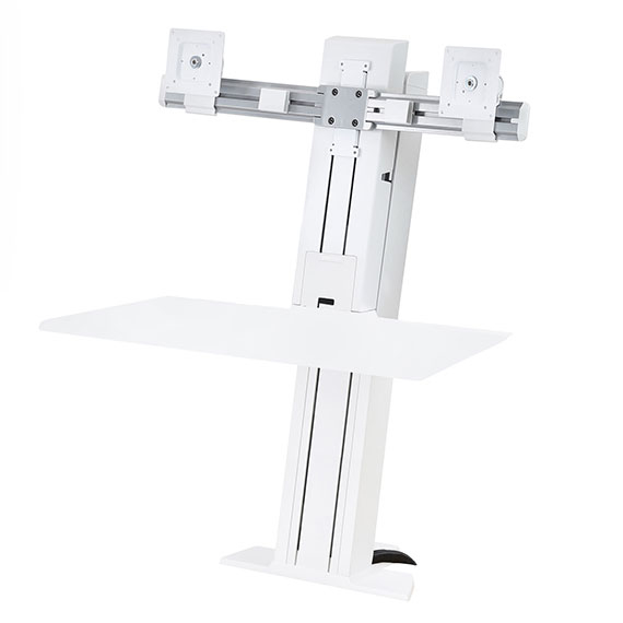ERGOTRON WorkFit-SR Dual Monitor Sit-Stand Desktop Workstation Short Surface white