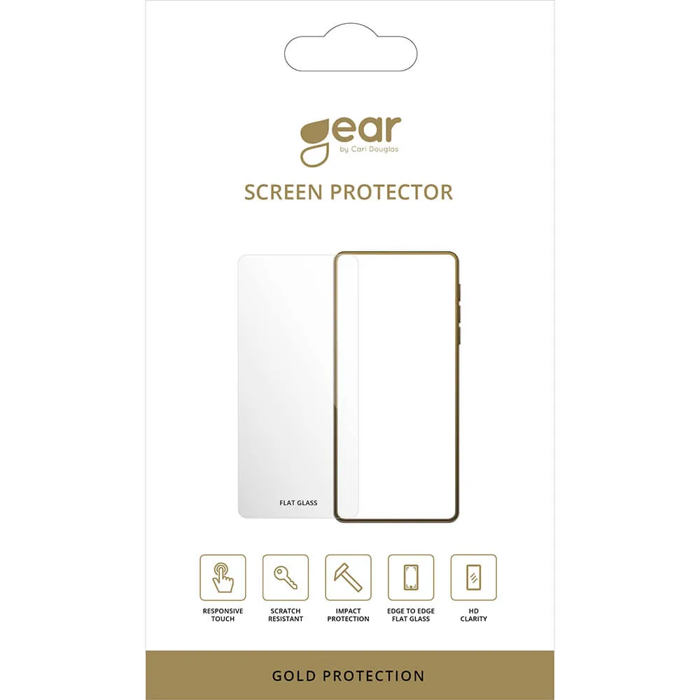 GEAR Glass Prot. Flat Case Friendly 2.5D GOLD iPhone 13/13 PRO/14/16E