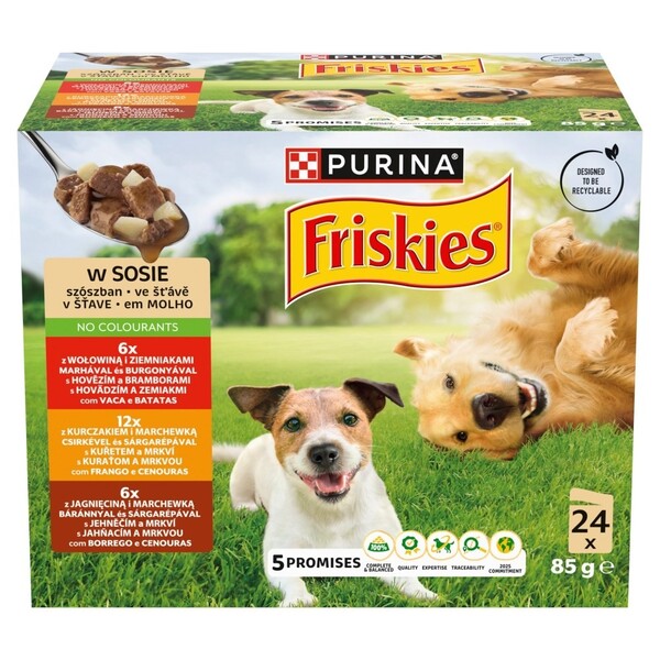 Purina Friskies Adult in Sauce Variety Pack (Beef, Chicken, Lamb), Koiran m&auml;rk&auml;ruoka, 24 x 85 g