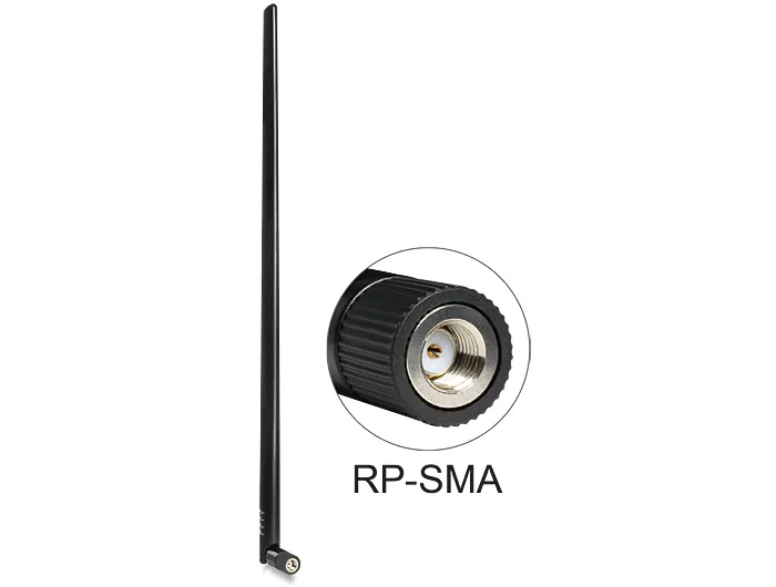 DeLOCK WLAN Antenn RP-SMA ha, 9dBi, 2,4GHz, rundstrål, 50 Ohm, svart