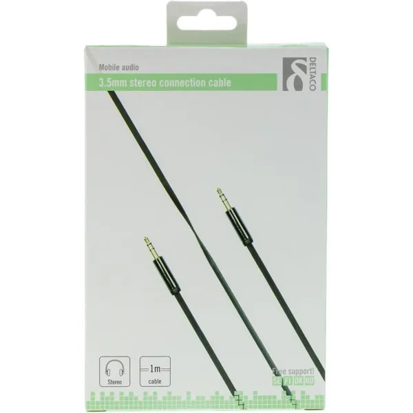 Deltaco 3.5mm – 3.5mm - audio cable, male/male, 1 m, Black