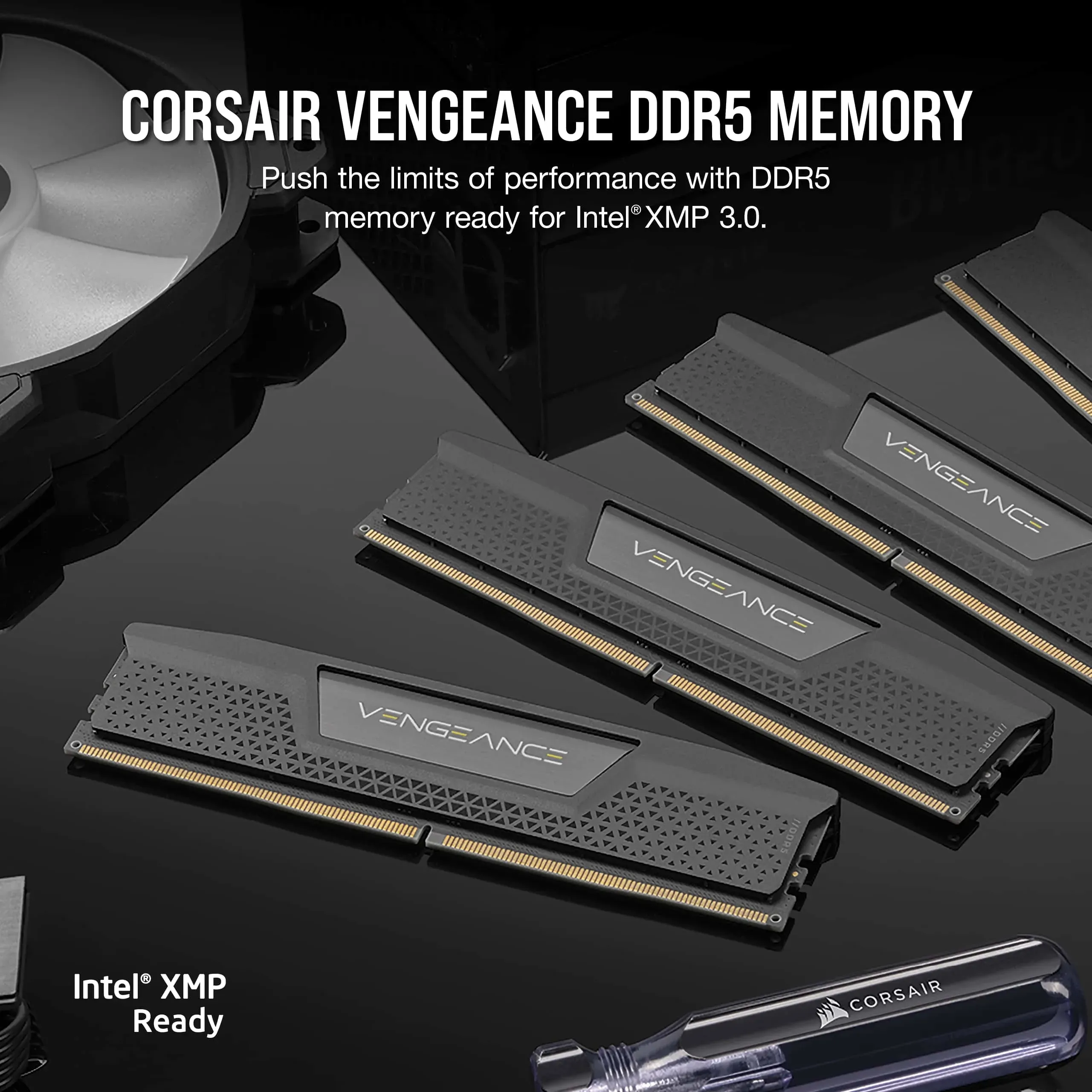 CORSAIR VENGEANCE 64GB 2x32GB DDR5 5600MT/s DIMM Unbuffered 36-36-36-76 Std PMIC XMP 3.0 Black Heatspreader Black PCB 1.25V