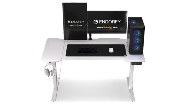 Endorfy Sit-Stand-Desk Atlas L Electric -sähköpelipöytä, Valkoinen, 150x78cm Endorfy Sit-Stand-Desk Atlas L Electric -sähköpelipöytä, Valkoinen, 150x78cm