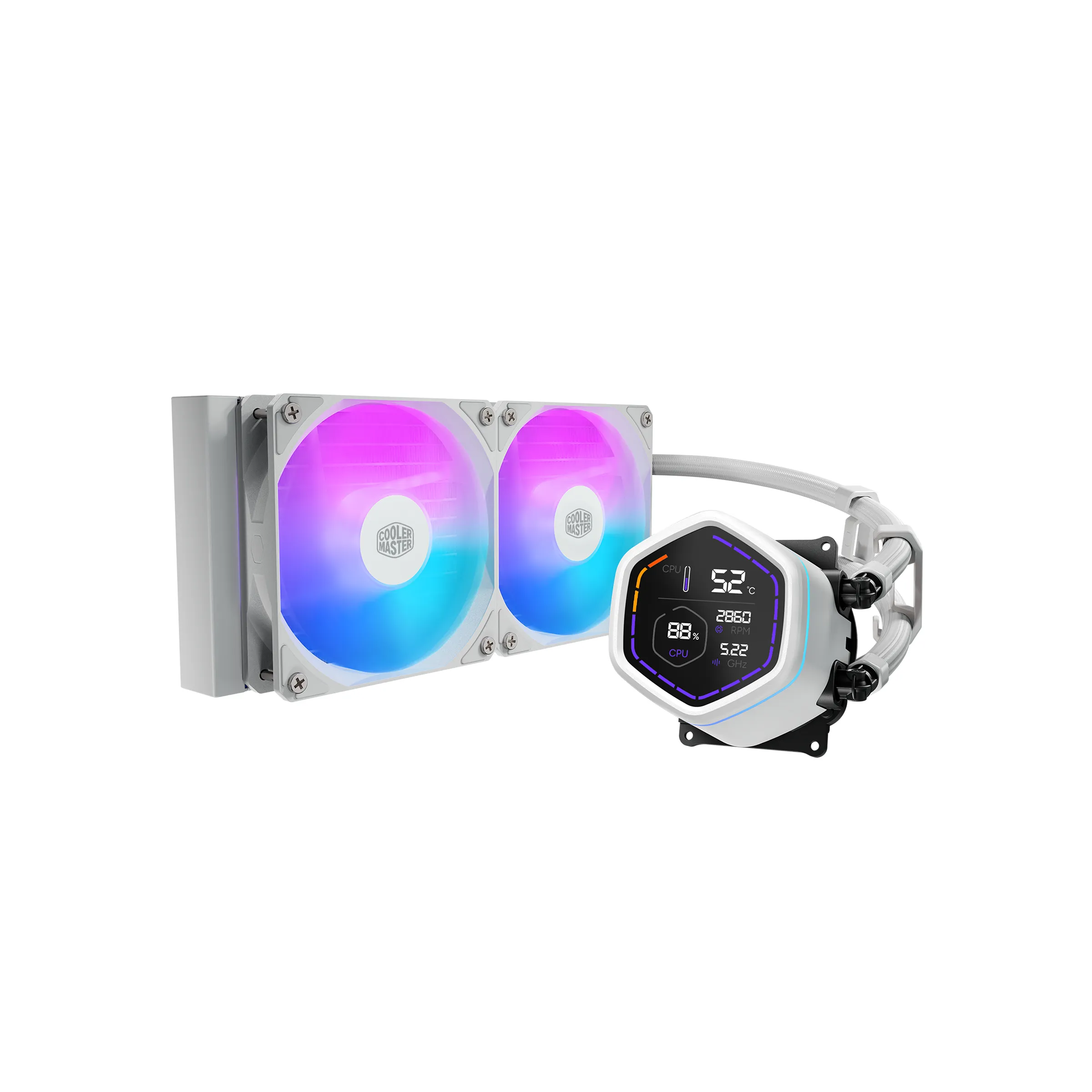 Cooler Master MasterLiquid Core Nex Digital 240 CPU-v&auml;tskekylare - 240 mm - ARGB - LED-display - Svart