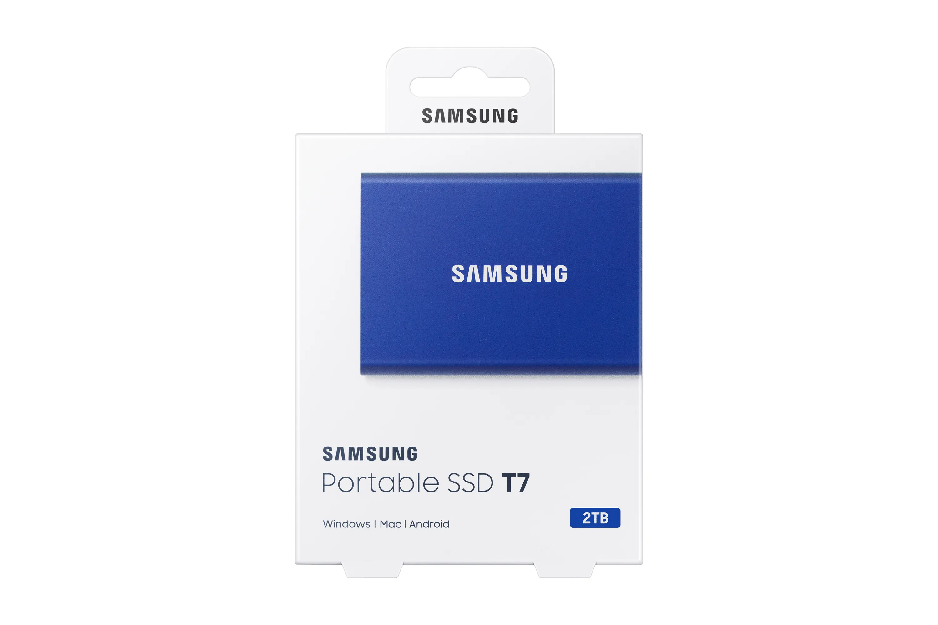 Samsung T7 2 TB extern SSD med USB 3.2 Gen 2, portabel, med h&aring;rdvarukryptering, med l&ouml;senordsskydd, f&ouml;r konsolspel, bl&aring;