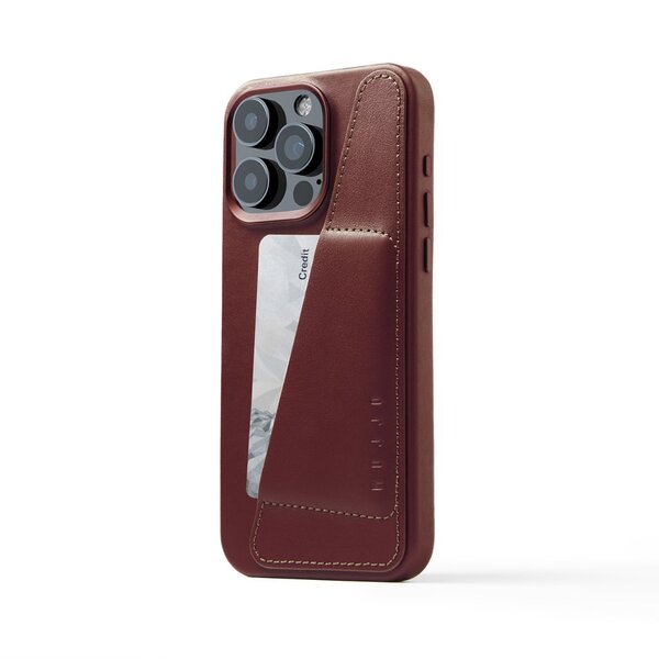 Mujjo Full Leather, iPhone 15 Pro Max - Wallet Case, Burgundy