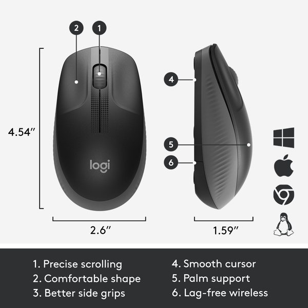 Logitech M190 - wireless mouse, Charcoal